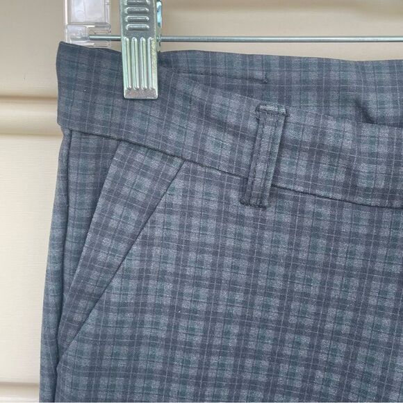 Kut from the Kloth Gray Green Plaid Stretch Skinny Trousers Size 4 - Picture 2 of 11